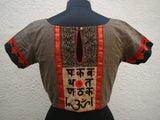 Grey/Black/Red Cotton Blouse Size-34-Blouse-House of Taamara-House of Taamara