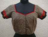 Grey/Black/Red Cotton Blouse Size-38-Blouse-House of Taamara-House of Taamara