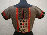 Grey/Black/Red Cotton Blouse Size-38-Blouse-House of Taamara-House of Taamara