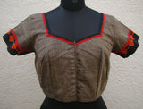 Grey/Black/Red Cotton Blouse Size-40-Blouse-House of Taamara-House of Taamara