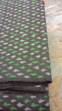 Grey/Green/White Ikat Silk Cotton Fabric-Yardage-House of Taamara-House of Taamara