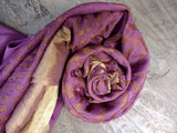 Lavender Chanderi Silk Cotton Applique Work Saree-Silk Cotton Saree-House of Taamara-House of Taamara