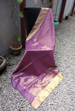 Lavender Chanderi Silk Cotton Applique Work Saree-Silk Cotton Saree-House of Taamara-House of Taamara