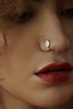 Leaf Enameled Silver Nosepin-Nose Pins-House of Taamara-House of Taamara