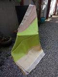 Light Brown/Green/Beige Linen Saree-Saree-House of Taamara-House of Taamara