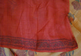 Light Peach/Red Printed Tussar Silk Saree-Silk Saree-House of Taamara-House of Taamara