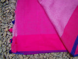 Light Pink Linen Saree-Saree-House of Taamara-House of Taamara