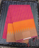 Magenta Checks Kanchi Cotton Saree-Saree-House of Taamara-House of Taamara