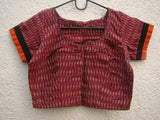 Maroon Ikat Cotton Blouse Size-38-Blouse-House of Taamara-House of Taamara