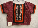 Maroon Ikat Cotton Blouse Size-38-Blouse-House of Taamara-House of Taamara
