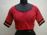 Maroon/Black Cotton Blouse Size-36-Blouse-House of Taamara-House of Taamara