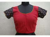 Maroon/Black Cotton Blouse Size-42-Blouse-House of Taamara-House of Taamara
