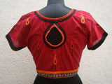 Maroon/Black/Orange Cotton Blouse Size-42-Blouse-House of Taamara-House of Taamara