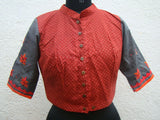 Maroon/Grey Cotton Blouse Size-40-Blouse-House of Taamara-House of Taamara