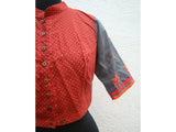 Maroon/Grey Cotton Blouse Size-40-Blouse-House of Taamara-House of Taamara