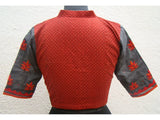 Maroon/Grey Cotton Blouse Size-40-Blouse-House of Taamara-House of Taamara