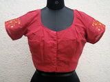 Maroon/Mustard Cotton Blouse size-40-Blouse-House of Taamara-House of Taamara