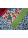 Maroon/Mustard/Green Kalamkari Cotton Saree-Saree-House of Taamara-House of Taamara