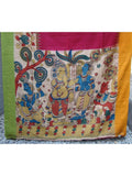 Maroon/Mustard/Green Kalamkari Cotton Saree-Saree-House of Taamara-House of Taamara