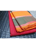 Maroon/Mustard/Green Kanchi Cotton Saree-Saree-House of Taamara-House of Taamara
