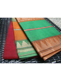 Maroon/Mustard/Green Kanchi Cotton Saree-Saree-House of Taamara-House of Taamara