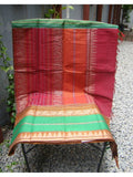 Maroon/Mustard/Green Kanchi Cotton Saree-Saree-House of Taamara-House of Taamara
