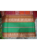 Maroon/Mustard/Green Kanchi Cotton Saree-Saree-House of Taamara-House of Taamara