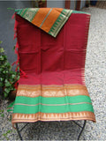 Maroon/Mustard/Green Kanchi Cotton Saree-Saree-House of Taamara-House of Taamara
