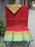 Maroon/Mustard/Green Kanchi Cotton Saree-Saree-House of Taamara-House of Taamara