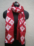 Maroon/White Shibori Silk Stole-Silk Stole-House of Taamara-House of Taamara
