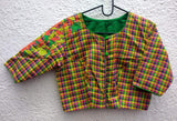 Multicolour Mangalgiri Cotton Checks Blouse-Blouse-House of Taamara-House of Taamara