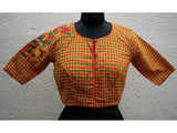 Multicolour Mangalgiri Cotton Checks Blouse-Blouse-House of Taamara-House of Taamara