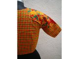 Multicolour Mangalgiri Cotton Checks Blouse-Blouse-House of Taamara-House of Taamara