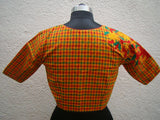 Multicolour Mangalgiri Cotton Checks Blouse-Blouse-House of Taamara-House of Taamara