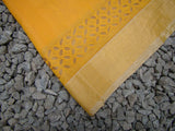 Mustard Chanderi Silk Cotton Applique Work Saree-Silk Cotton Saree-House of Taamara-House of Taamara