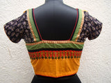 Mustard/Black Cotton Blouse Size-36-Blouse-House of Taamara-House of Taamara
