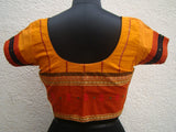 Mustard/Black Cotton Blouse Size-38-Blouse-House of Taamara-House of Taamara