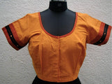 Mustard/Black Cotton Blouse Size-40-Blouse-House of Taamara-House of Taamara