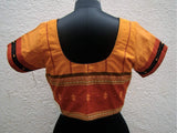 Mustard/Black Cotton Blouse Size-40-Blouse-House of Taamara-House of Taamara