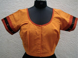 Mustard/Black Cotton Blouse Size-42-Blouse-House of Taamara-House of Taamara