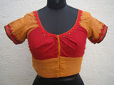 Mustard/Green Checks Cotton Blouse Size-36-Blouse-House of Taamara-House of Taamara