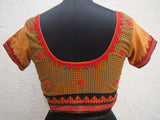 Mustard/Green Checks Cotton Blouse Size-36-Blouse-House of Taamara-House of Taamara