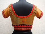 Mustard/Green Checks Cotton Blouse Size-36-Blouse-House of Taamara-House of Taamara
