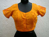 Mustard/Pink Cotton Blouse Size-38-Blouse-House of Taamara-House of Taamara