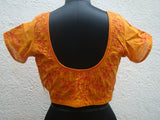 Mustard/Pink Cotton Blouse Size-38-Blouse-House of Taamara-House of Taamara