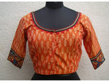 Mustard/Red/Black Cotton Blouse Size-38-Blouse-House of Taamara-House of Taamara