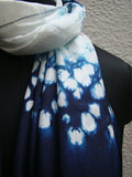 Navy Blue/White Shibori Silk Stole-Silk Stole-House of Taamara-House of Taamara