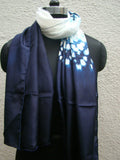 Navy Blue/White Shibori Silk Stole-Silk Stole-House of Taamara-House of Taamara