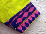 Neon Green/Blue/Pink Raw Silk Blouse-Blouse-House of Taamara-House of Taamara