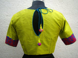Neon Green/Blue/Pink Raw Silk Blouse-Blouse-House of Taamara-House of Taamara